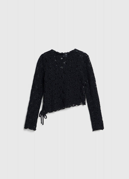 Кружевной лонгслив с завязками для девочек, Черный
Кружевной лонгслив с завязками для девочек, Черный