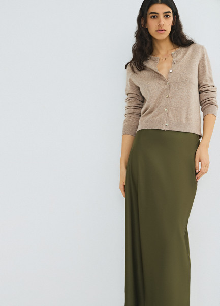 Юбка А-силуэта из сатина, Зеленый 
Юбка А-силуэта из сатина, Зеленый