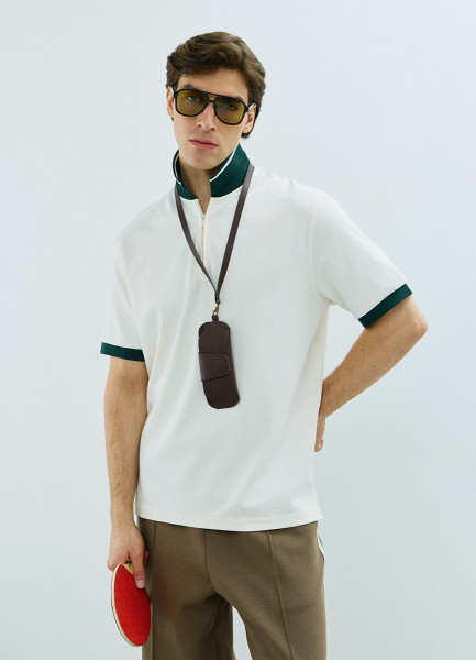 Поло с контрастным воротником на молнии, Белый
Поло с контрастным воротником на молнии, Белый