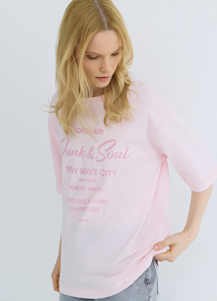 Футболка с бархатным принтом, Розовый
Футболка с бархатным принтом, Розовый