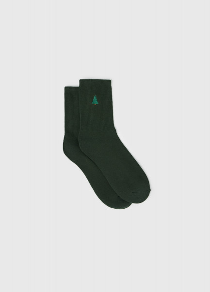 Носки в рубчик с вышивкой, Зеленый 
Носки в рубчик с вышивкой, Зеленый