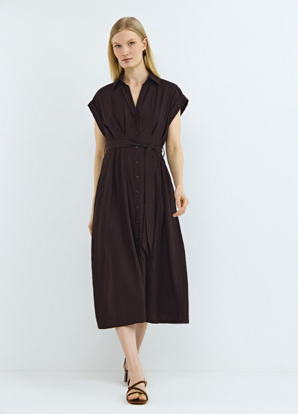 Приталенное платье-рубашка с принтом, Коричневый
Приталенное платье-рубашка с принтом, Коричневый