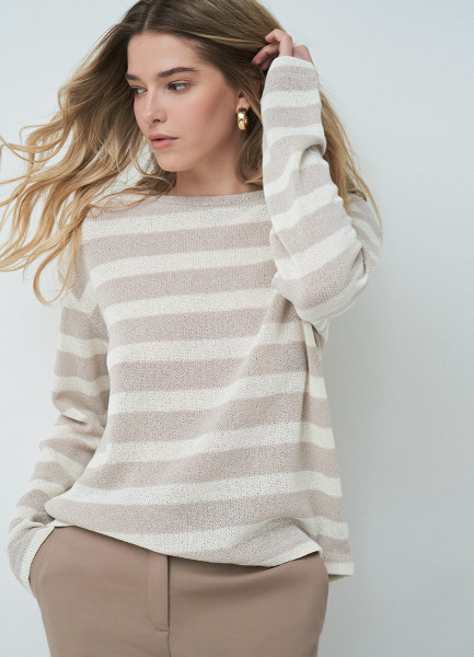 Джемпер в полоску, Бежевый 
Джемпер в полоску, Бежевый