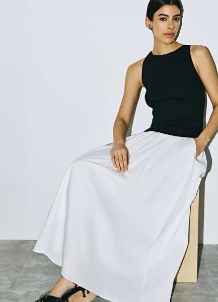 Юбка миди А-силуэта с эластичным поясом, Белый
Юбка миди А-силуэта с эластичным поясом, Белый