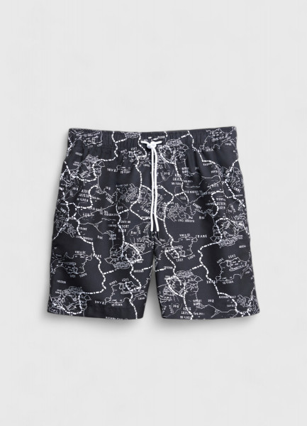 Плавательные шорты с принтом, Черный 
Плавательные шорты с принтом, Черный