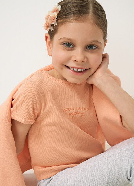 Футболка прилегающая для девочек, Оранжевый 
Футболка прилегающая для девочек, Оранжевый