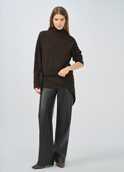 Джемпер с воротником-стойкой, Коричневый 
Джемпер с воротником-стойкой, Коричневый