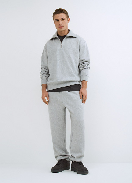 Свитшот с воротником-стойкой на молнии, Серый
Свитшот с воротником-стойкой на молнии, Серый