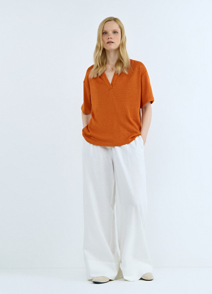 Широкие льняные брюки, Белый
Широкие льняные брюки, Белый