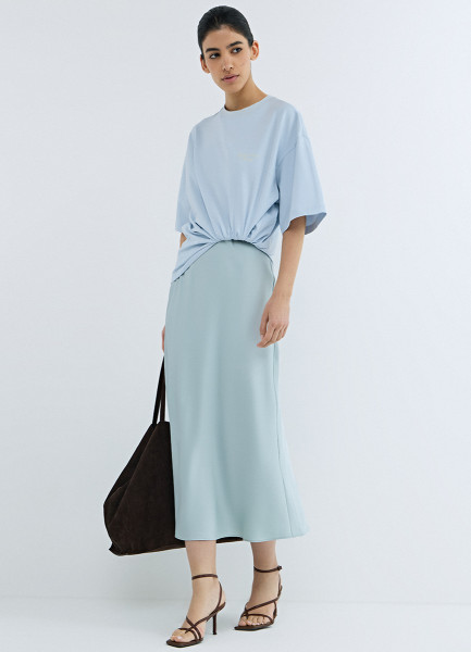 Сатиновая юбка миди А-силуэта, Зеленый
Сатиновая юбка миди А-силуэта, Зеленый