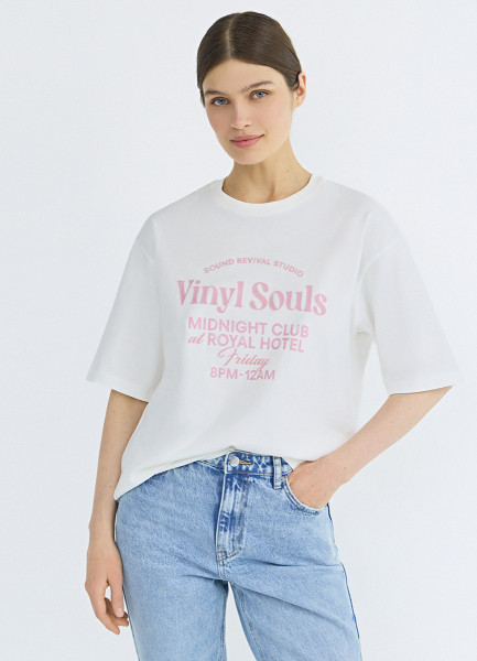 Футболка с бархатным принтом, Белый
Футболка с бархатным принтом, Белый