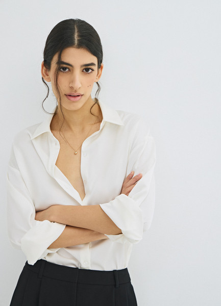 Блузка из сатина, Белый
Блузка из сатина, Белый