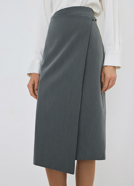 Прямая юбка миди на запах, Серый
Прямая юбка миди на запах, Серый