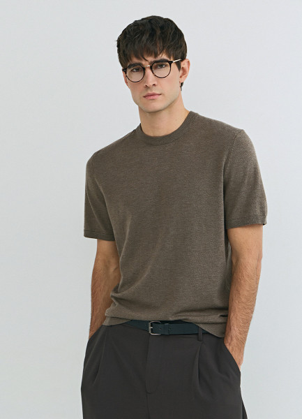 Вязаная футболка из пряжи с вискозой, Коричневый
Вязаная футболка из пряжи с вискозой, Коричневый