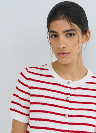 Кардиган в полоску с коротким рукавом