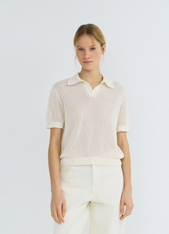 Джемпер поло из ажурной пряжи