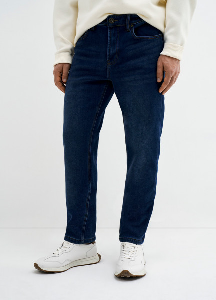 Утеплённые зауженные джинсы с эффектом стирки 31780990299 Синий, размер 48,46,54,56,50, 52, фото 2