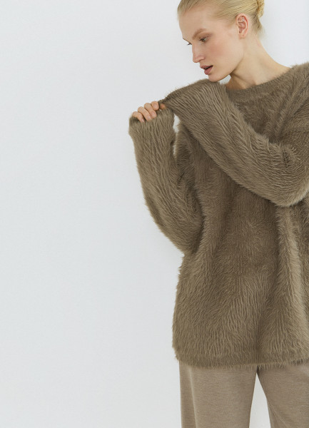 

Джемпер из пушистой пряжи, Коричневый