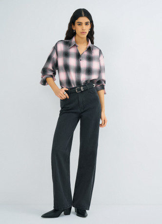 Рубашка в клетку со стразами