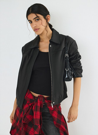 Бомбер из натуральной кожи