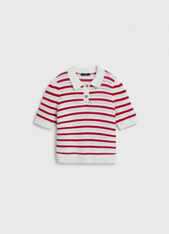 Поло из структурной ткани в полоску