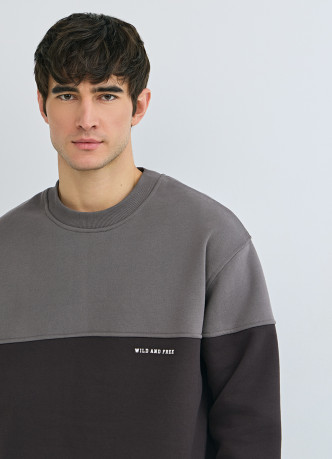 Свитшот колор-блок с надписью