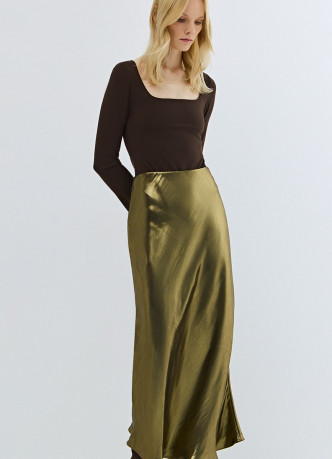 Юбка из ткани с эффектом жидкого золота