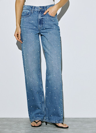 Прямые джинсы с жемчужинами