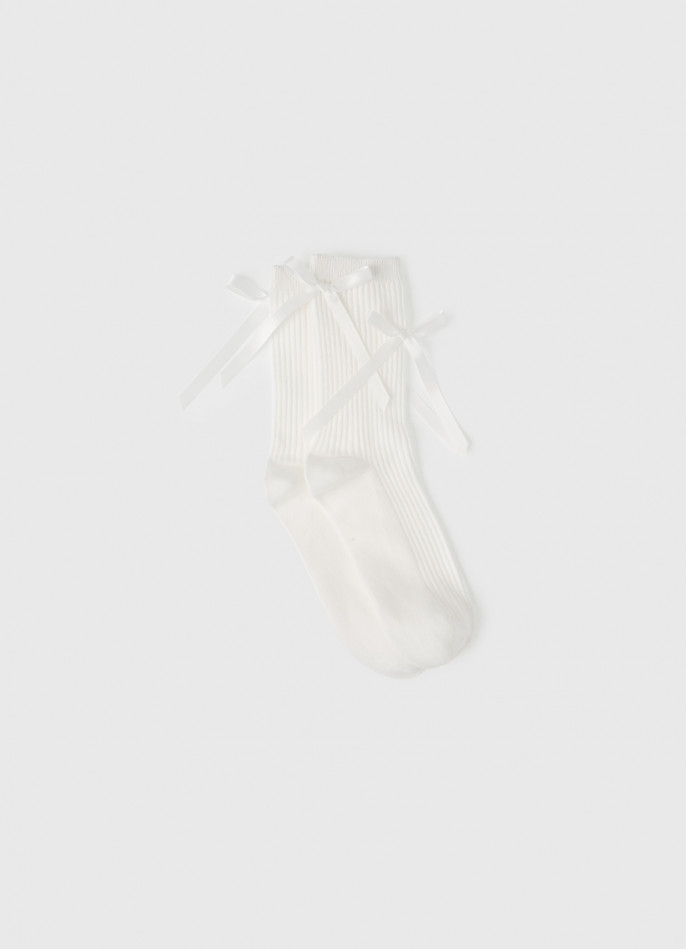 Высокие носки в рубчик с бантами для девочек