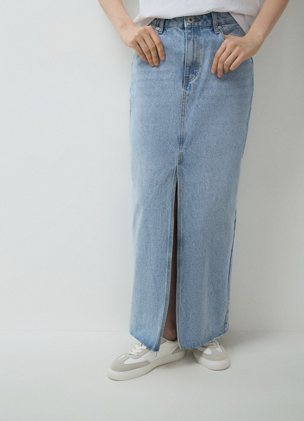 Прямая джинсовая юбка, Голубой O`Stin LD4675O02-D6, размер 48 - фото 2