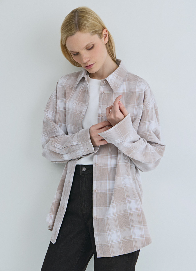 Вельветовая рубашка в клетку