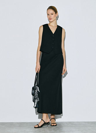 Юбка миди А-силуэта с эластичным поясом