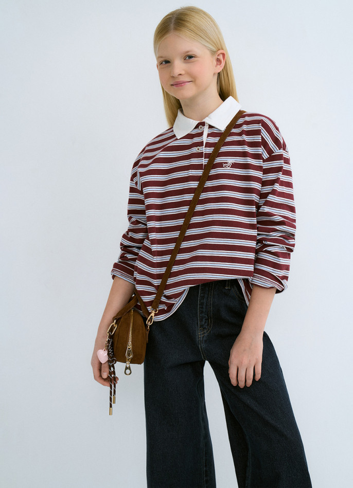 Поло с длинным рукавом для девочек