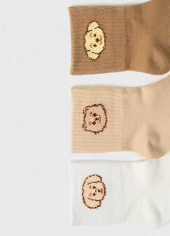 Короткие носки с пушистой вышивкой для девочек, 3 пары