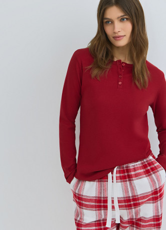 Пижамный лонгслив в рубчик