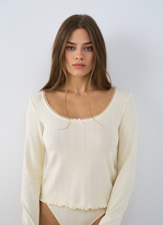 Лонгслив пижамный из трикотажа пуантель