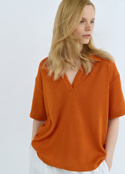 Трикотажное поло из вискозы, Оранжевый