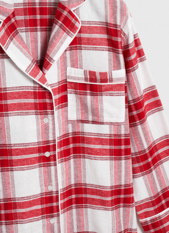 Пижамная рубашка в клетку из фланели