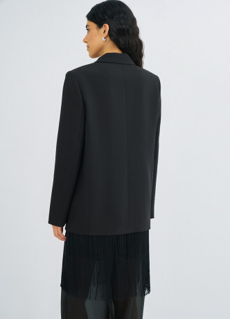 Двубортный жакет с отделкой из бахромы