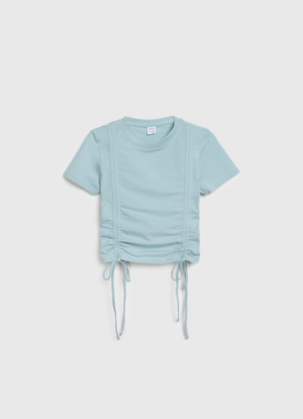 

Футболка с драпировкой и завязками для девочек, Зеленый