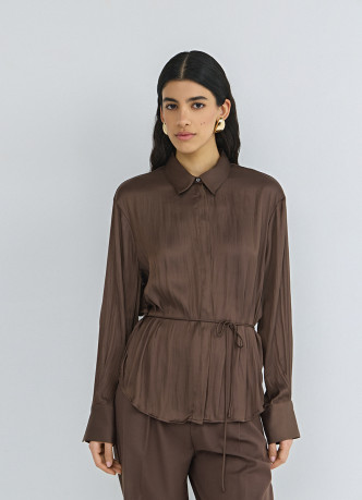 Блузка из сатина с поясом