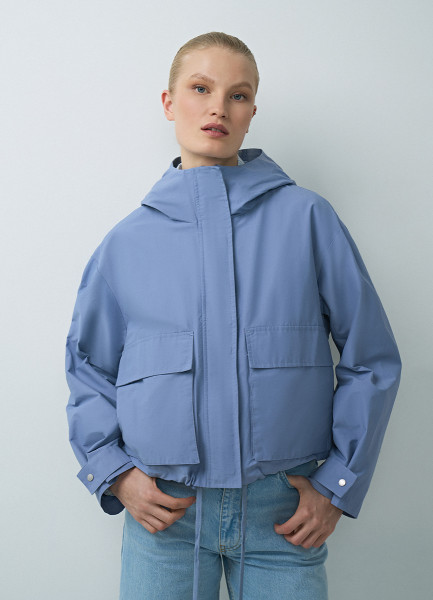 Куртка с капюшоном и накладными карманами, Голубой