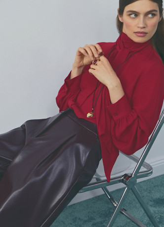 Брюки О-силуэта из искусственной кожи