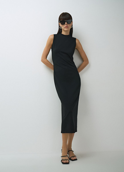 Трикотажное платье без рукавов, Черный O`Stin LR1671O02-99 - фото 4