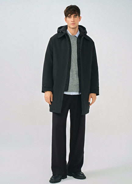 

Утеплённая длинная куртка с подкладкой, Черный