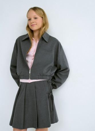 Укороченный жакет на молнии для девочек
