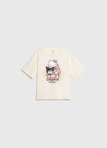 

Футболка с принтом Hello Kitty для девочек, Белый