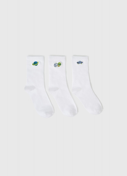 

Высокие носки с вышивкой для мальчиков, 3 пары, Белый