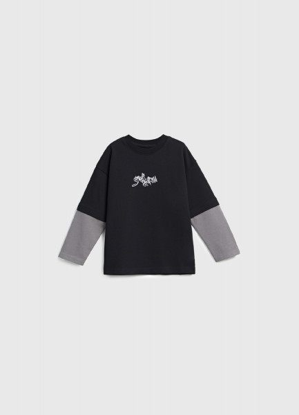 

Лонгслив с принтом для мальчиков, Черный