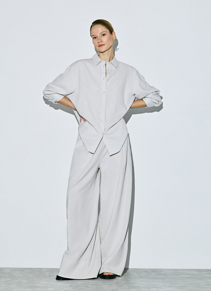 Широкие льняные брюки